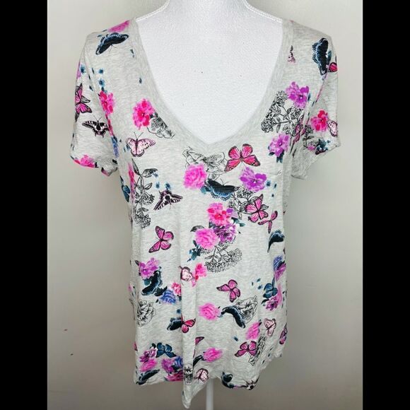 Torrid MULTI-COLOR BUTTERFLY PRINT KNIT POCKETTEE - Picture 3 of 5